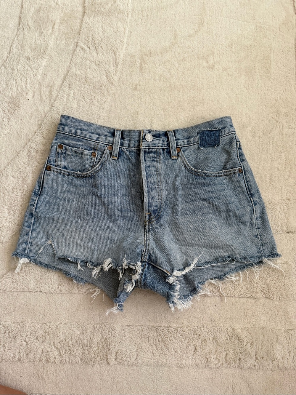 Levi's Light Blue Distressed Cutoff Jean Shorts